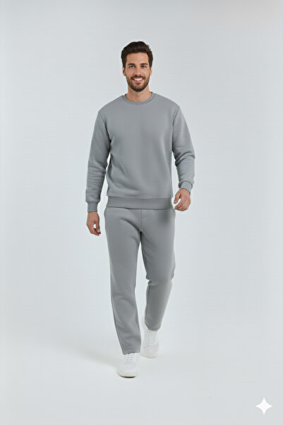 OXVİN Σετ φόρμας oversize με ίσιο πόδι, με λαιμόκοψη τριπλής κορδέλας, μαλακό εσωτερικό βαμβακερό