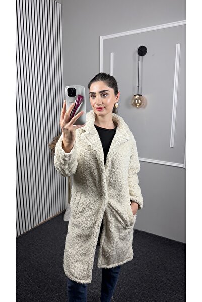 TEXXANA DÜĞMELİ CEPLİ PELUŞ UZUN CEKET