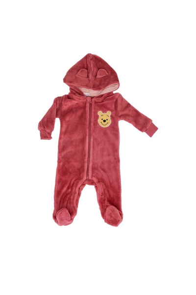 Winnie The Pooh Baby fleece jumpsuit 0-12 months, warm with hood and zipper, soft material, Disney