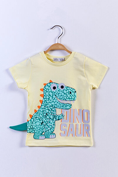 Toontoy Boy's Dinosaur Printed Embossed T-Shirt