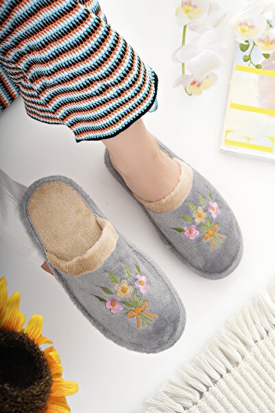 Modafırsat Women's House Slippers Plush Washable Wool Inside Fur Slippers Guest Dowry Bundle Bridal Slippers
