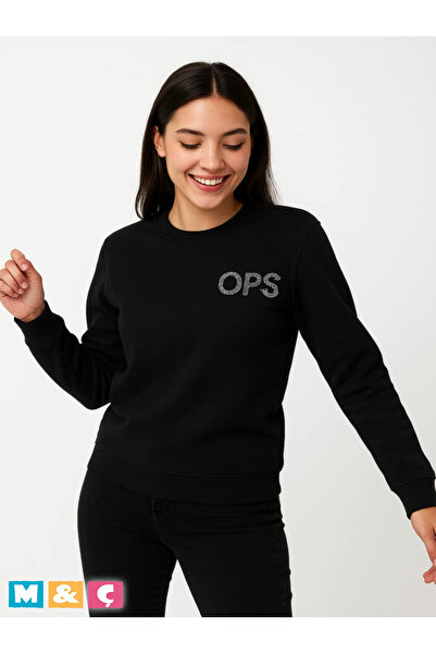 MÇ FAMİLY STORe سترة رياضية سوداء موسمية بأكمام طويلة وياقة دائرية مزينة بالأ...