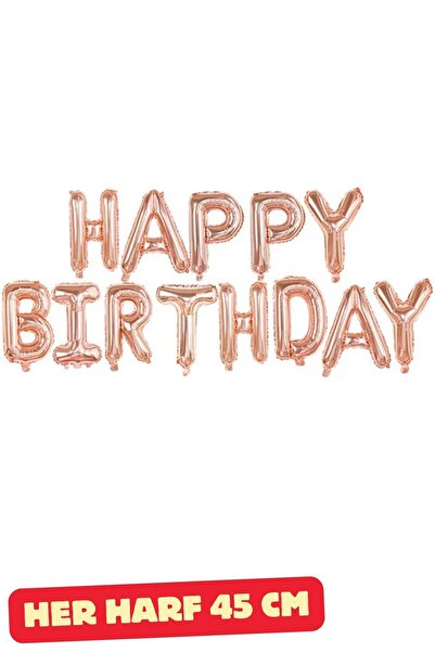 Baloncu Nene Rose Gold Happy Bırthday Folyo Set Balon Doğum Günü Helyum Doğum...