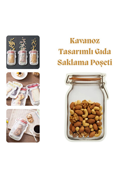 sengenegel Kilitli Kavanoz Görünümlü Saklama Poşeti – Kuru Gıda Düzenleyici 1...