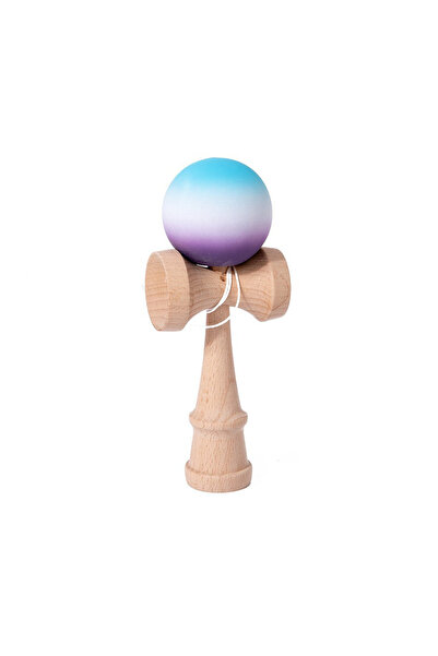 Berbis Kendama X Originala - Jucarie din Lemn, 18 cm, Model Albastru-Alb-Viol...