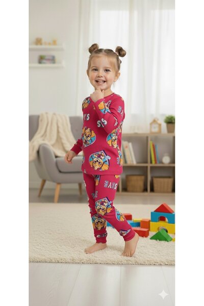 Yalçınoğlu Kids Girls' Pajama Set I Long Sleeve Comfortable Home Wear I Cotto...