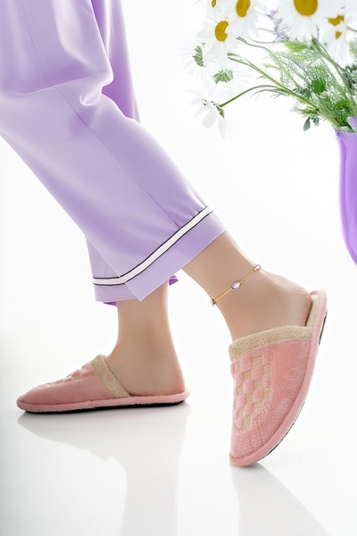 Modafırsat Women's House Slippers Plush Washable Wool Inside Fur Slippers Guest Dowry Bundle Bridal Slippers