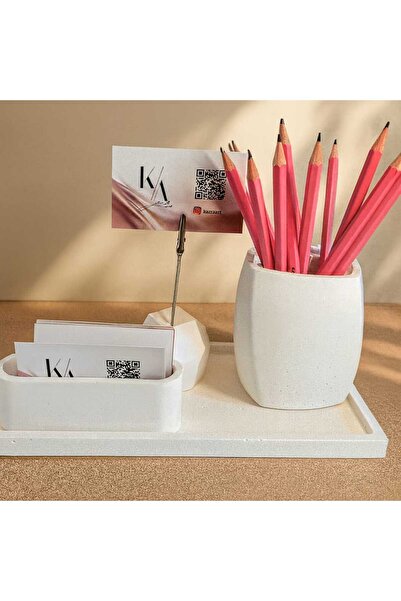Karra Art Concrete Office Set Desk Top Organizer
