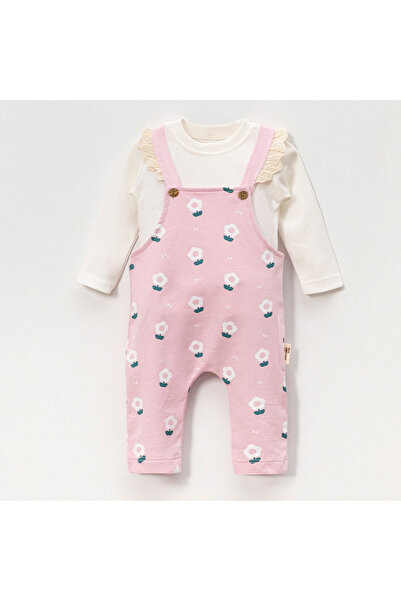 Two Sisters Kız Bebek Çiçekli Salopet İkili Takım