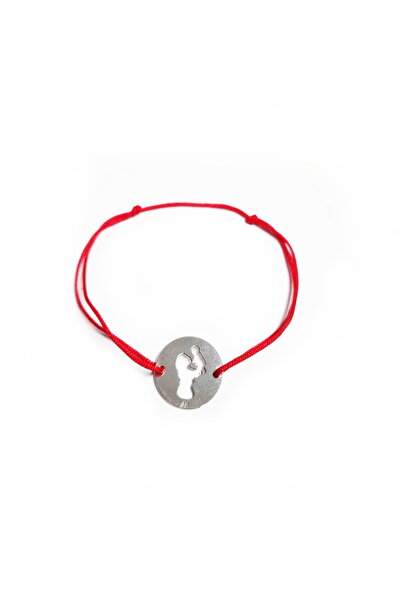 Wild Bracelets Adjustable adult bracelet made of 925 Silver with Mother and baby charm and red silk cord
