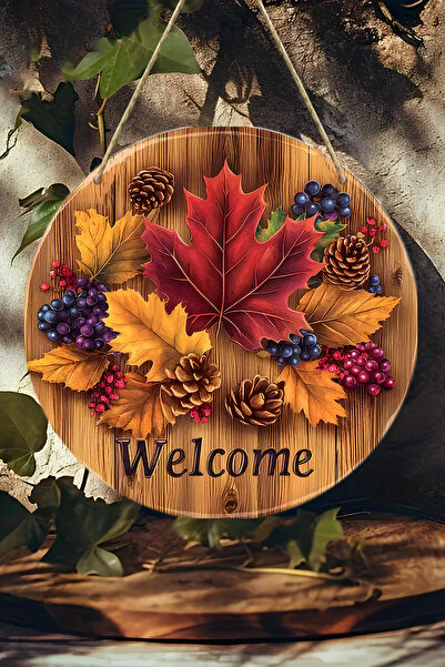 kutuTR Hoş Geldiniz UV BASKI 3D GÖRÜNÜMLÜ MDF Kapı Süsü | Askılı, Silinebilir...