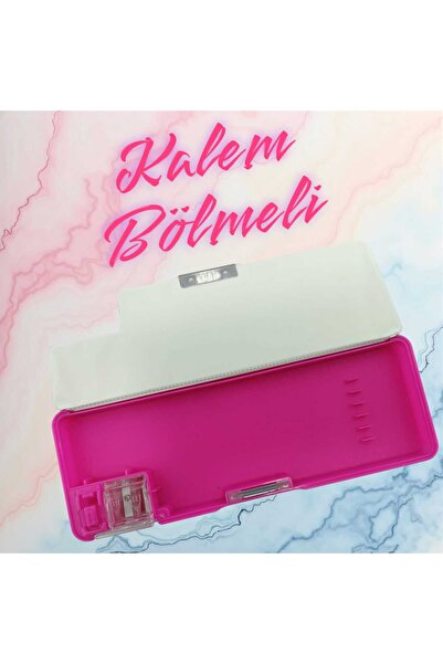 Cem Fixpoint Çift Taraflı, Çift Kalemtıraşlı, Cüzdan Tipi Pembe Kalem Çantası/Kalemlik
