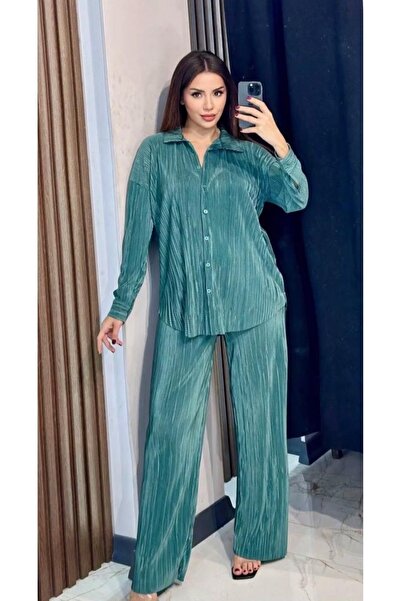 KONTRAST BOUTIQUE KADIN PLİSELİ GÖMLEK PANTOLON TAKIM