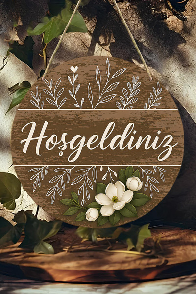 kutuTR زخرفة باب من الألياف الخشبية متوسطة الكثافة بمظهر ثلاثي الأبعاد وطباعة بالأشعة فوق البنفسجية |   معلق، قابل للمسح، زخرفي 33 سم KS027