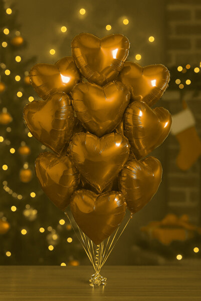 ENG PARTİ DÜNYASI Heart Foil Balloon Caramel 18 Inch |   10 Pieces |