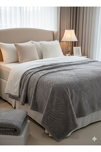 Merinos Elegans Embos Gri̇ Double Personality Blanket