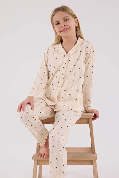 Arnetta Mother & Daughter Pajamas Set, (Sold Separately), 100% Cotton, with Pockets, Shirt Collar, Heart Printed