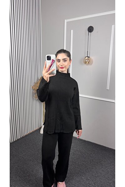 TEXXANA Striped Detailed Long Sleeve Knitwear Bottom Top 2-Piece Set