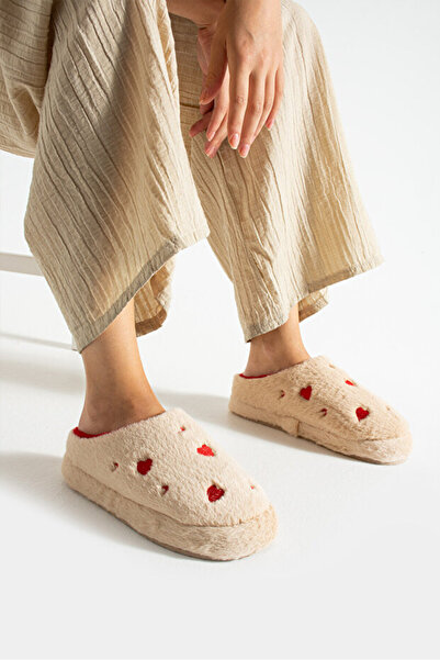 STOCON Γυναικείες βελούδινες παντόφλες σπιτιού με καρδιά Παντόφλες επισκεπτών Παντόφλες μπούκα Παντόφλες προίκας STC1170
