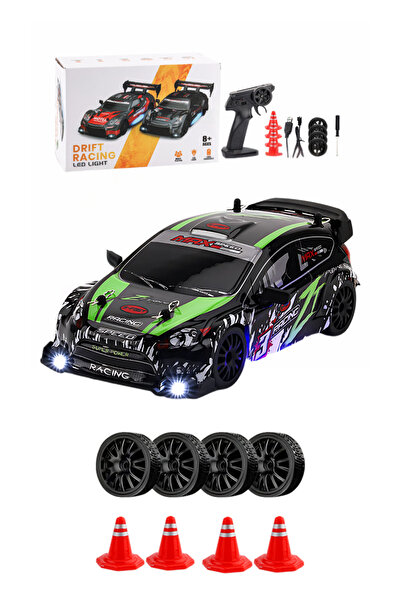 DrKala Remote Control Car, Ford Rally Model, RC Drift Car, 1:24, 2 Tire Sets, Green