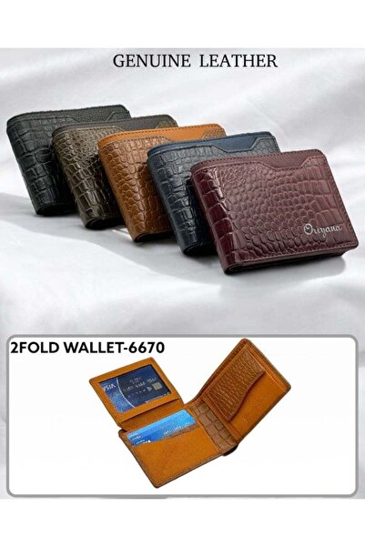 LEATHERWORLD 5PCS Combo Men’s Genuine Leather 2Fold Wallet – Crocodile Texture Bi-Fold – Model 6670 – (Bl