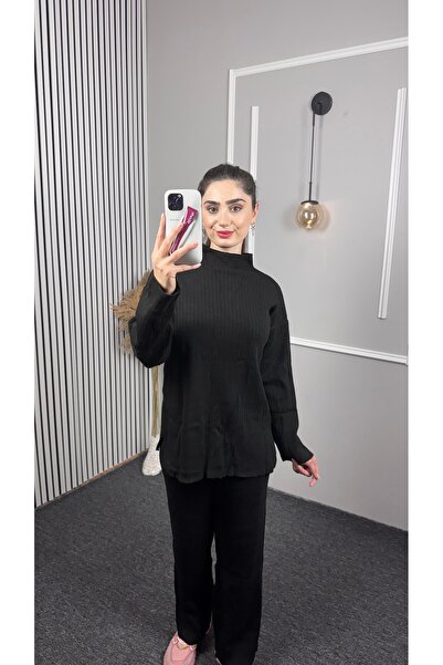 TEXXANA Striped Detailed Long Sleeve Knitwear Bottom Top 2-Piece Set