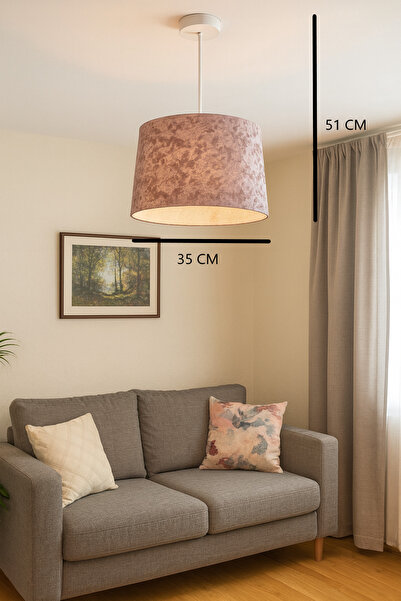 AbajurAksesuar PUDRA PEMBE KADİFE AVİZE