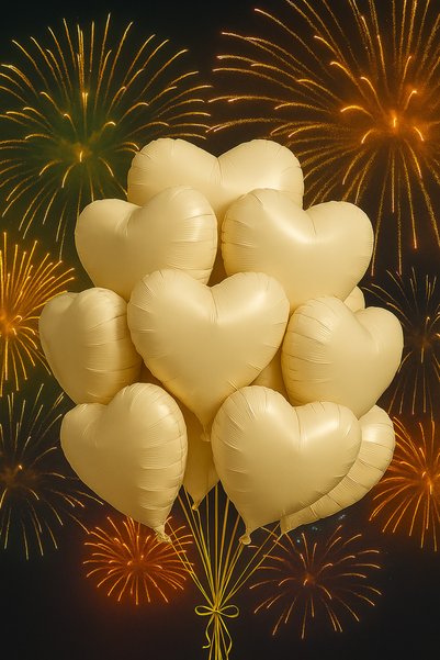 ENG PARTİ DÜNYASI Heart Foil Balloon Cream Color 18 Inch |   10 Pieces |