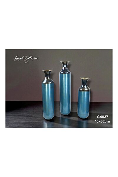 GÖNÜL Metal Vase 14.5X62 cm Turquoise G4937