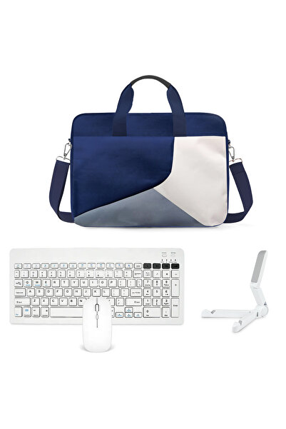 Microcase Honor Pad V9 11.5 inch Tablet ile Uyumlu Çantası+Bluetooth Klavye+Bluetooth Mouse+Stant Beyaz AL5295