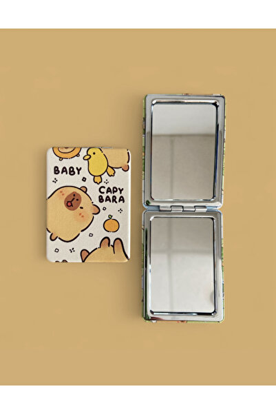 synshop Capybara Kapibara Makyaj Cep Çanta Ayna 1 Tarafı Büyüteçli Katlanır