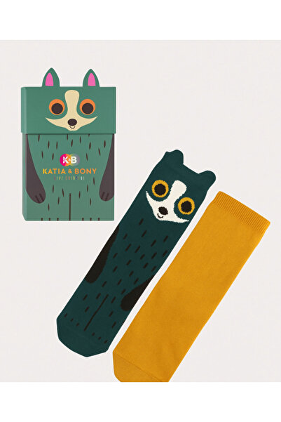 Katia&Bony Boy's Raccoon Patterned 2-Piece Boxed Socks