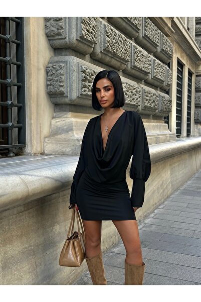 BESTYSO Degaje Yaka Mini Elbise BS9076