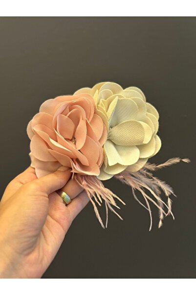 Gönülden Tasarım 2 RENKLİ ÇİÇEK BROŞ YAKA İĞNESİ GİYİM AKSESUARI 12X7 CM