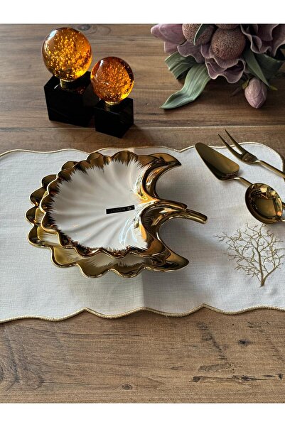 Meri Ev Gereçleri Ginkgo Leaf Presentation Plate Set of 2