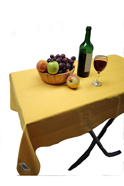 Exve Exclusive Yellow Plain Happy Cotton Woven Eco-Friendly Camping Caravan Tablecloth 150 cm