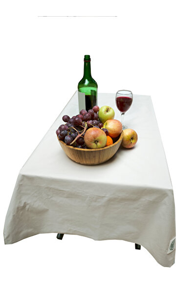 Exve Exclusive Față de masă pentru rulotă de camping, din bumbac, țesut, ecologic, bej, simplu, 150 cm