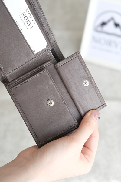 Norvi Leather Genuine Leather Hidden Zipper Men's Wallet Card Holder