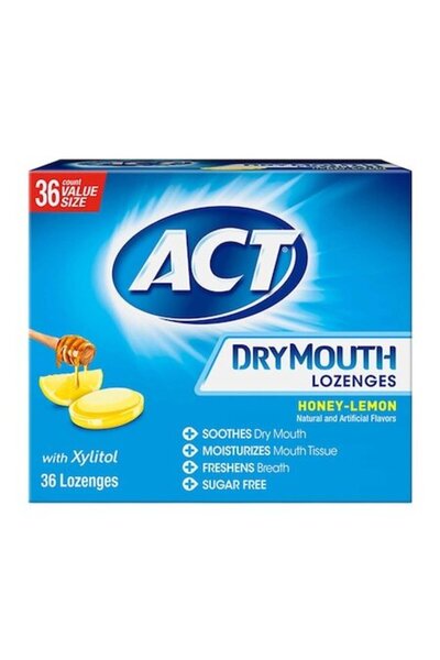 Act Dry Mouth Lozenges, Honey and Lemon Flavor, 36 pcs