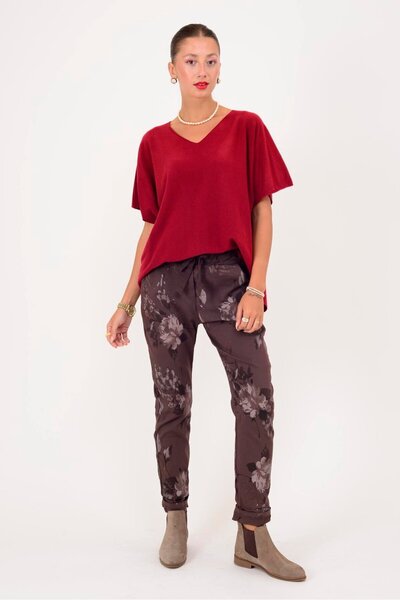 Park Moda 21989 Flower Pattern Gabardine Pants