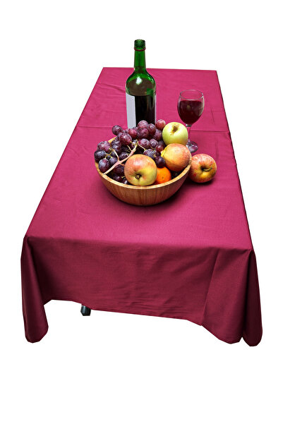 Exve Exclusive Burgundy Plain Happy Cotton Woven Eco-Friendly Camping Caravan Tablecloth 120 cm
