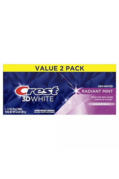 Crest Set 2x Pastă de dinți 3D White Radiant Mint pentru albirea dinților, 93gr