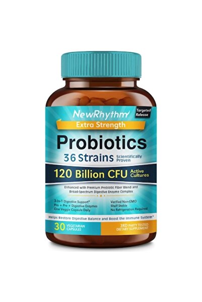 NewRhythm Probiotics, 120 Billion CFU, 36 Beneficial Strains, 30 Capsules