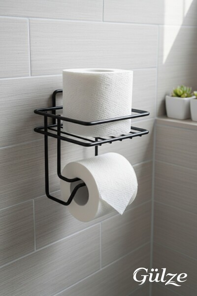 Adhesive Toilet Paper Holder-Holder-Hanger (Adhesive / Redundant Stainless Metal)