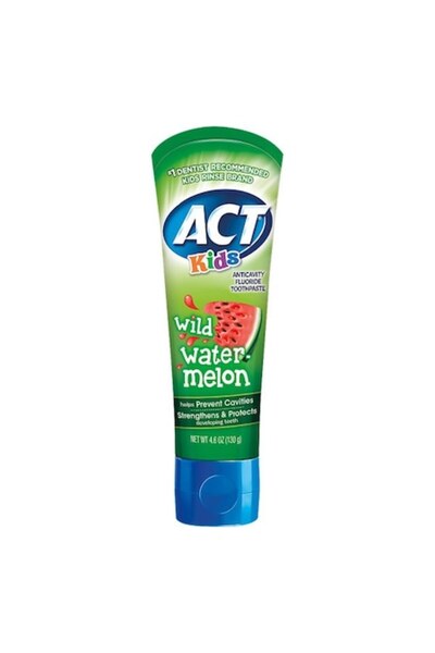 Act Kids Toothpaste, ACT, Wild Watermelon Flavor, 2+ Years, with Fluoride, 130g