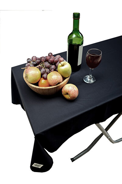 Exve Exclusive Black Plain Happy Cotton Woven Eco-Friendly Camping Caravan Tablecloth 150 cm