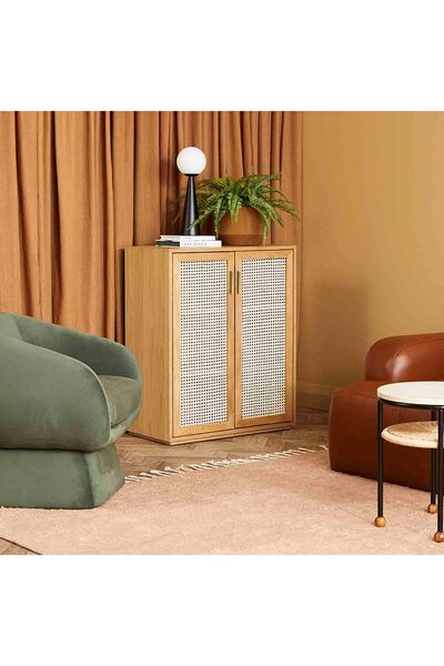 Creawood Hazeran Detaylı Çok Amaçlı Masif Ahşap Erzak, Büfe, Vitrin Dolabı 96x80