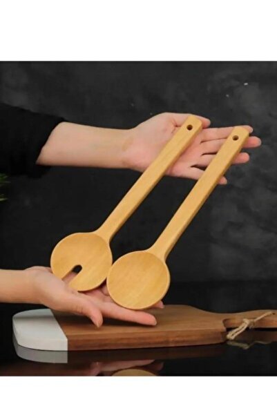 Altabi Bamboo Serving Spoon Set 2 Pieces Salad Serving
