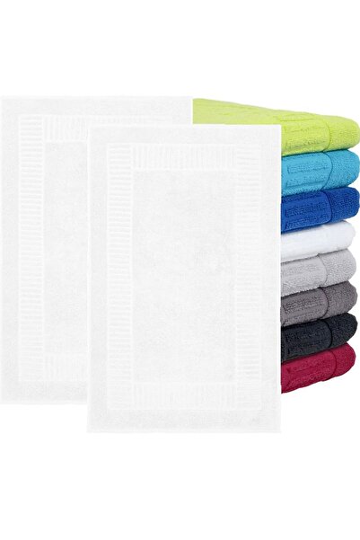 OEM Set of 2 x 100% Cotton Bath Mats, 50 x 80 Cm, WHITE