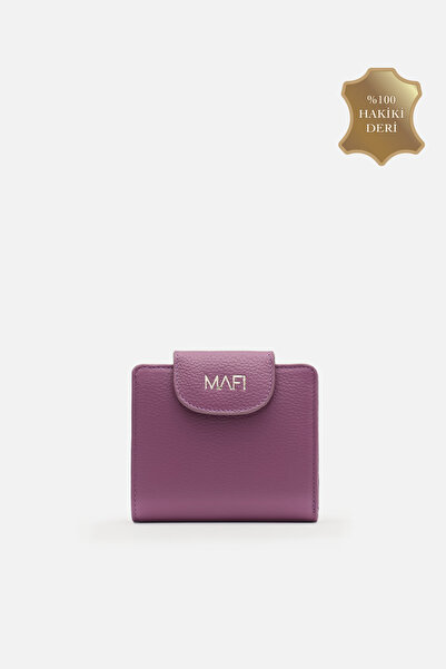MAFİ Nomed 100% Natural Purple Leather Compact Wallet – 11×10 cm